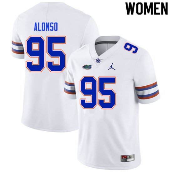 Women's Florida Gators #95 Lucas Alonso NCAA Nike White Authentic Stitched College Football Jersey CJG8862RX